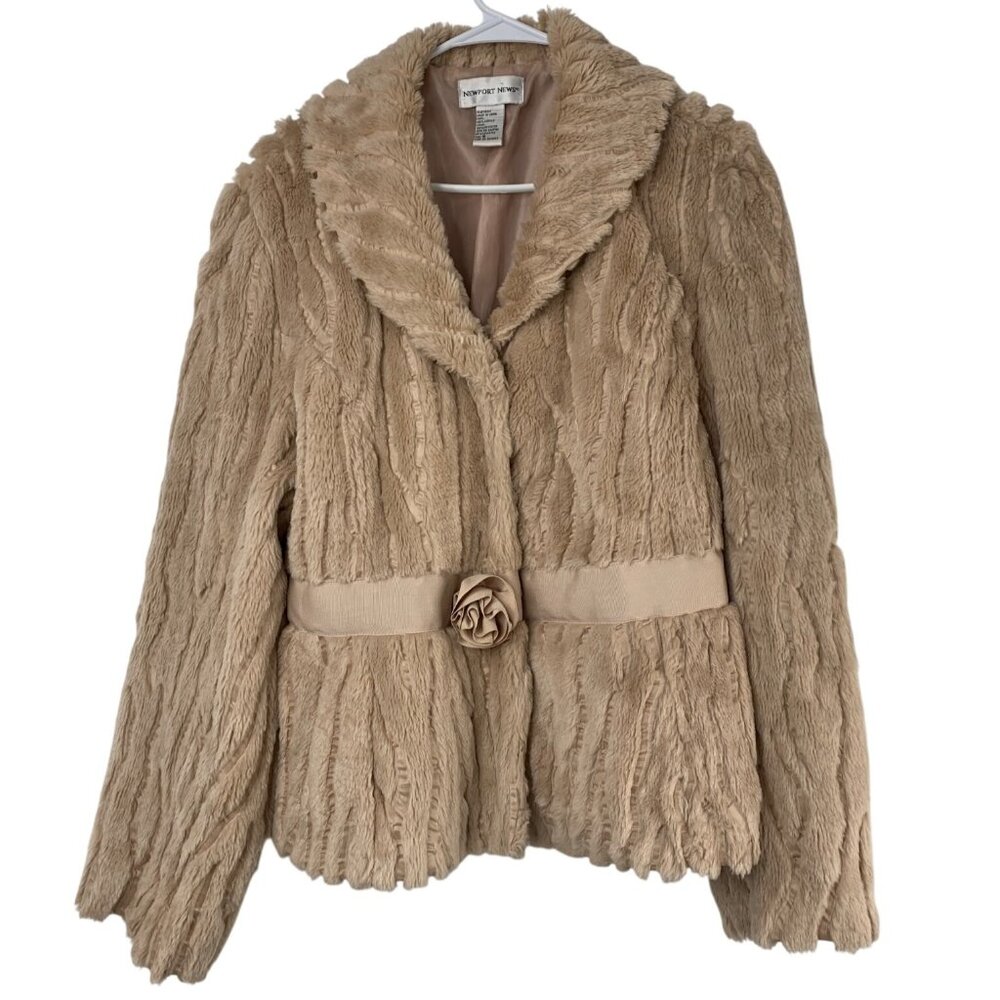 VTG Newport News Faux Plush Fur Jacket Blazer Lightweight Size 18